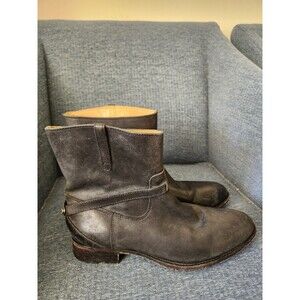 Frye Women's Lindsay Plate Short Boots in Black Antiqued Leather Size 9.5B